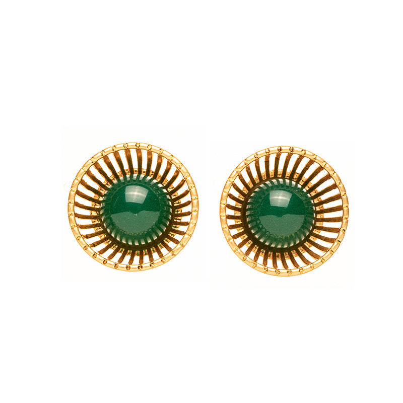 Round Emerald Stud Earrings