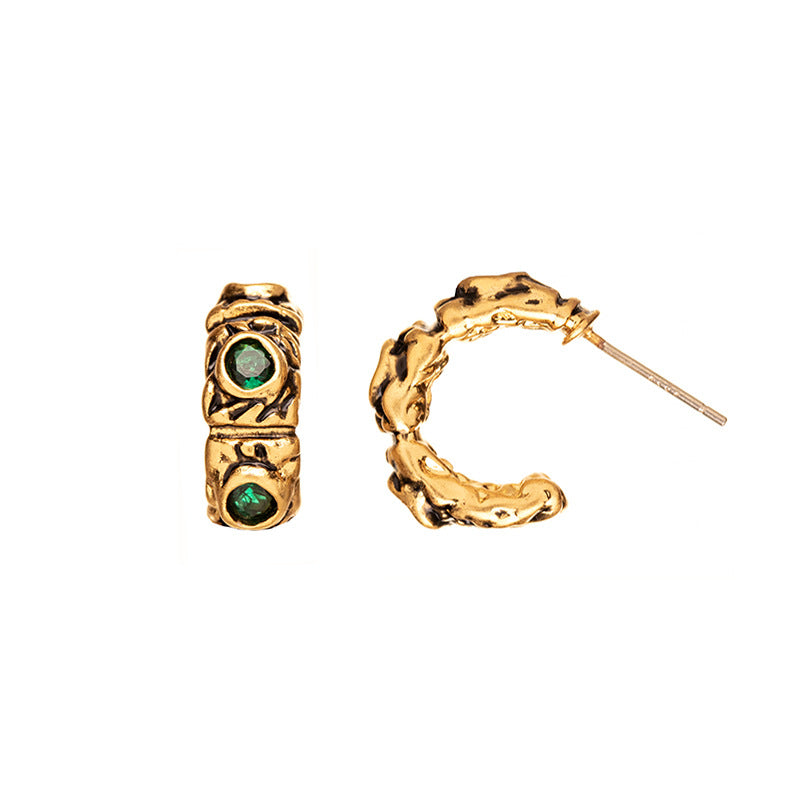 Notched round earrings