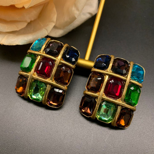 Geometric Stained Glass Earrings