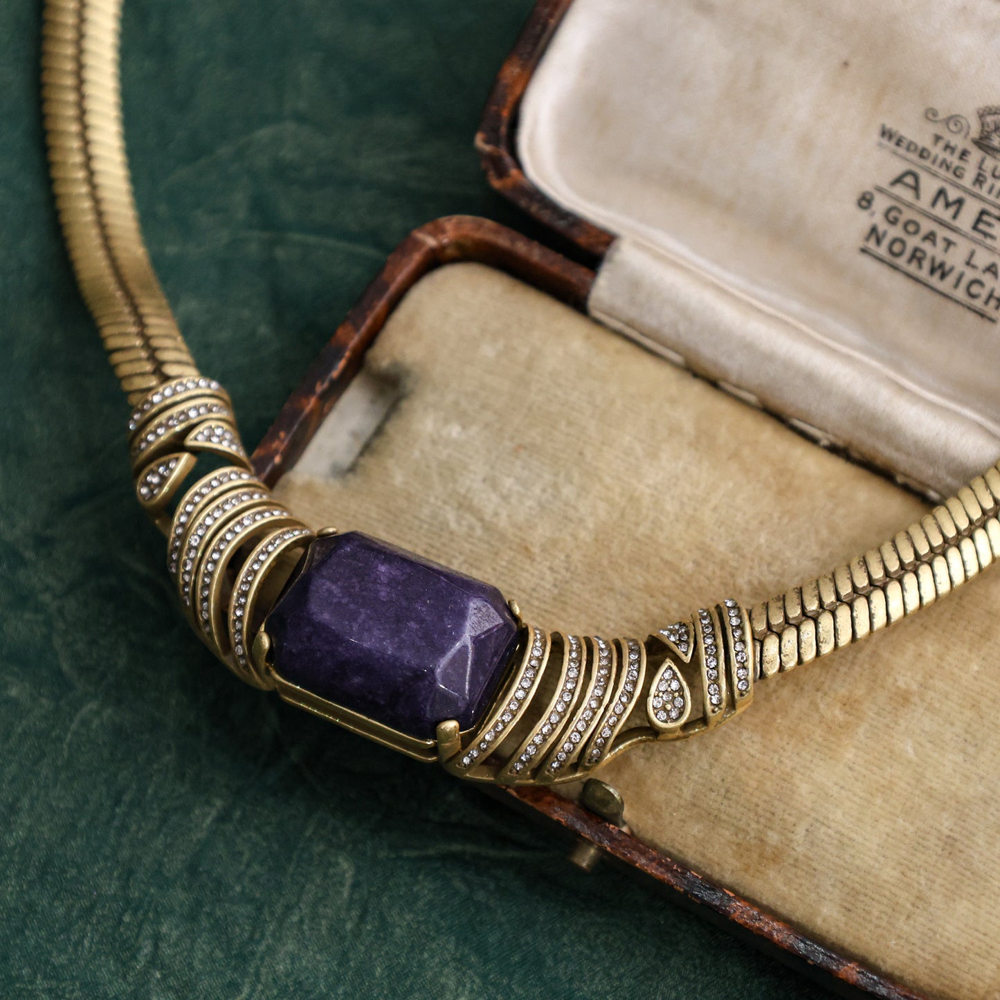 Purple crystal earring necklace set