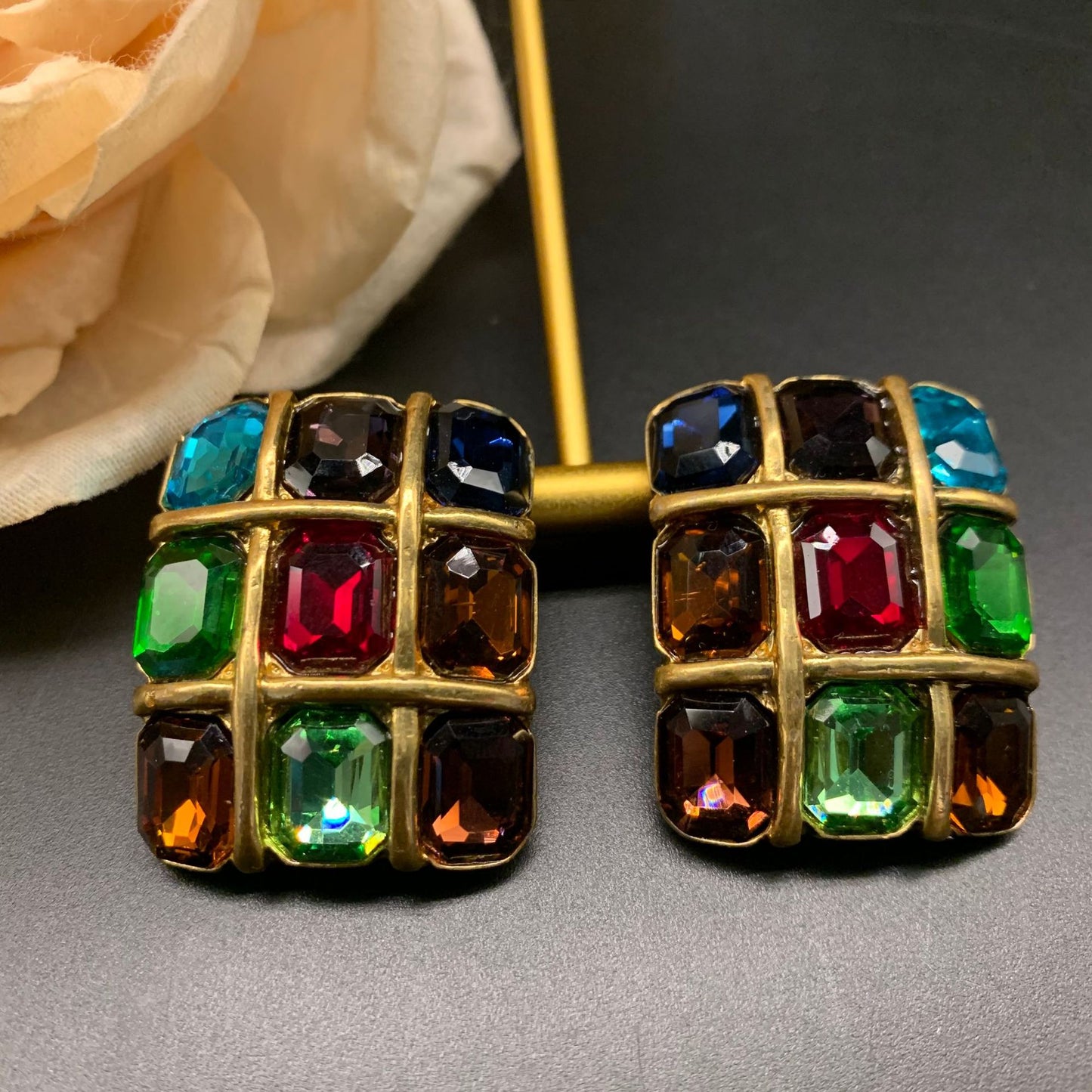 Geometric Stained Glass Earrings