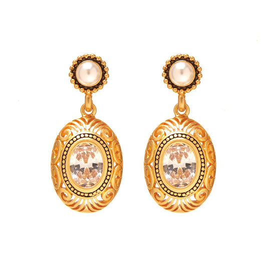 Gem-Set Oval Stud Earrings