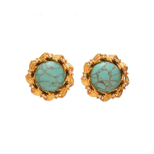 Round Green Notch Earrings
