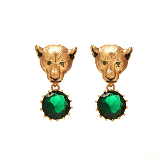 Animal emerald inlaid earrings