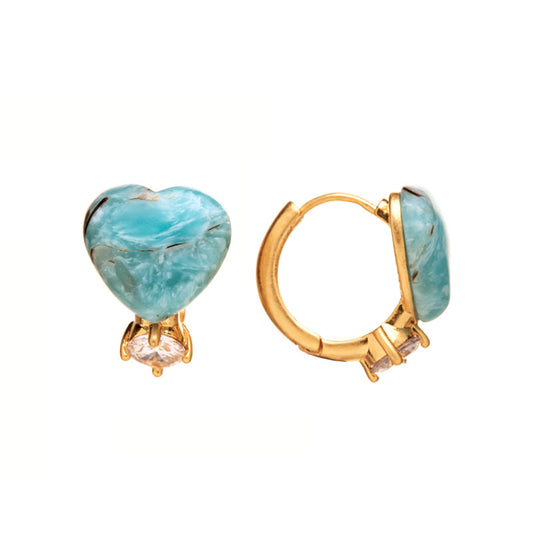 Green heart earrings